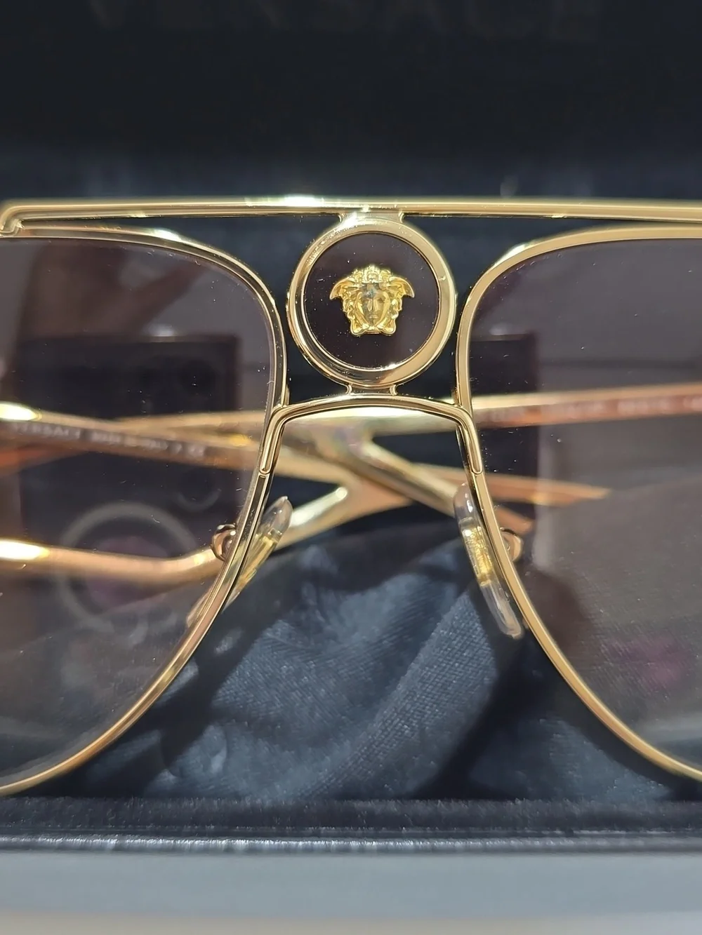 Versace Gold Frame Sunglasses with Brown Lenses